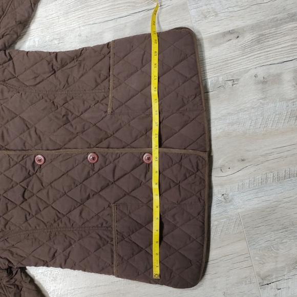 L.L. Bean Brown Quilted Collared Jacket with Plaid Lining - Picture 11 of 13